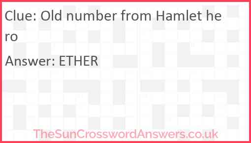 Old number from Hamlet hero Answer