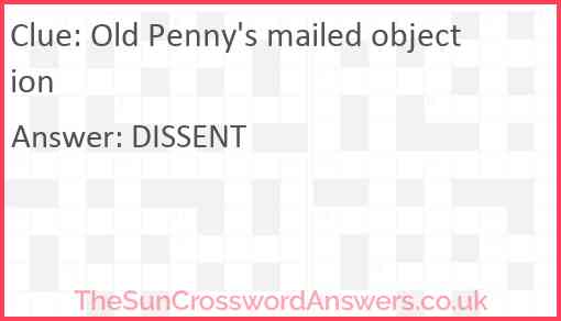Old Penny's mailed objection Answer