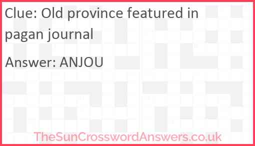 Old province featured in pagan journal Answer