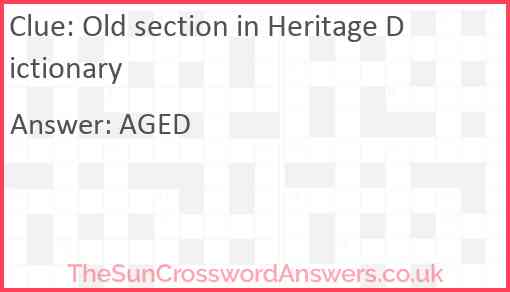 Old section in Heritage Dictionary Answer