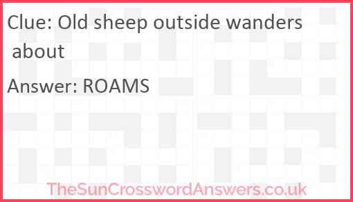 Old sheep outside wanders about Answer