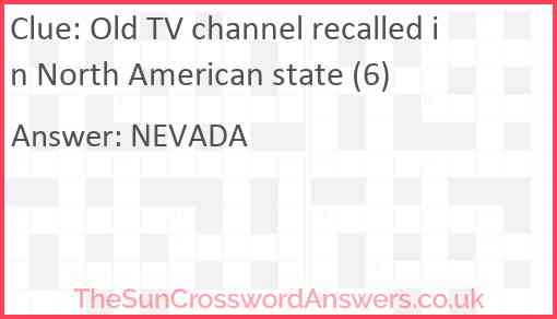 Old TV channel recalled in North American state (6) Answer