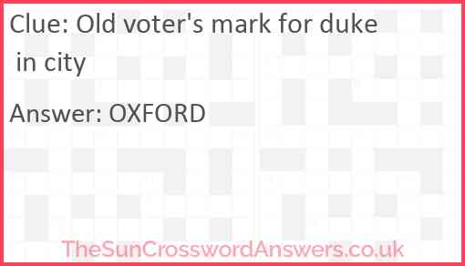 Old voter's mark for duke in city Answer