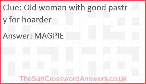 Old woman with good pastry for hoarder Answer