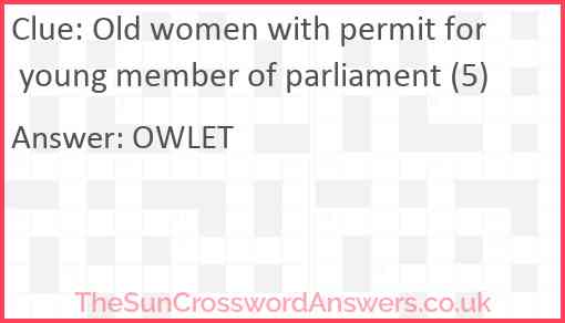 Old women with permit for young member of parliament (5) Answer