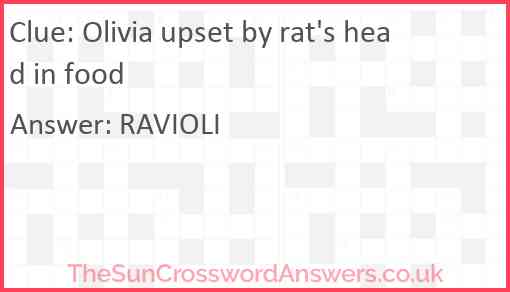 Olivia upset by rat's head in food Answer