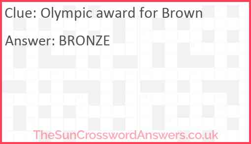 Olympic award for Brown Answer