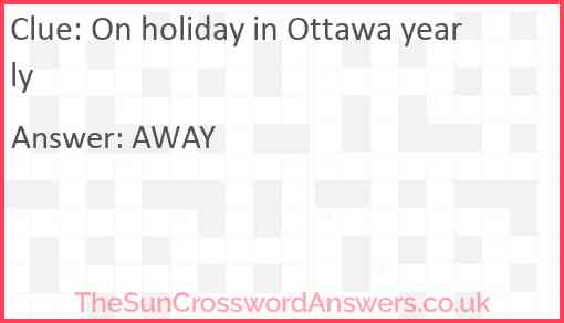 On holiday in Ottawa yearly Answer