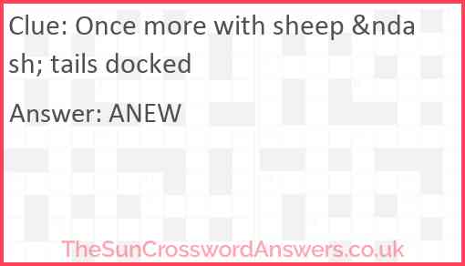 Once more with sheep &ndash; tails docked Answer
