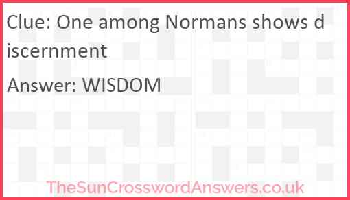 One among Normans shows discernment Answer