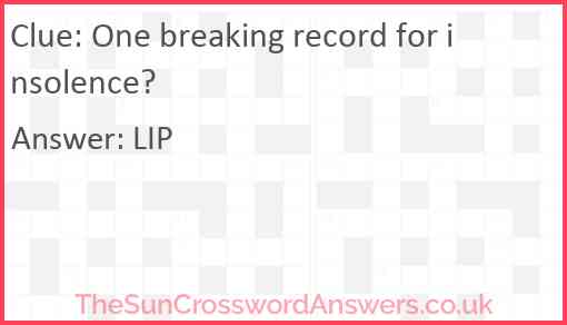 One breaking record for insolence? Answer