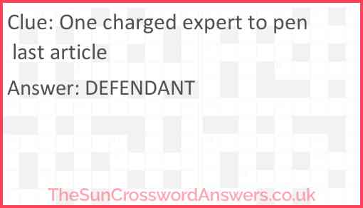 One charged expert to pen last article Answer