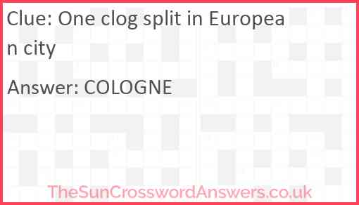 One clog split in European city Answer