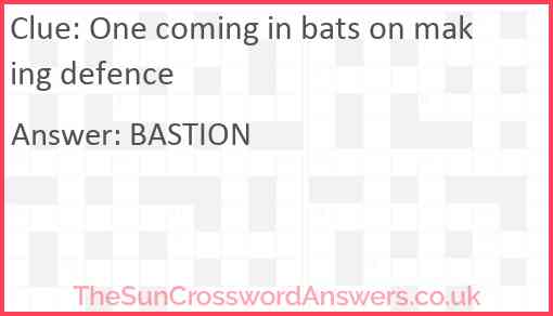 One coming in bats on making defence Answer