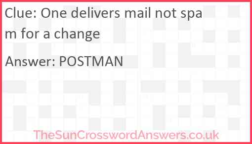 One delivers mail not spam for a change Answer
