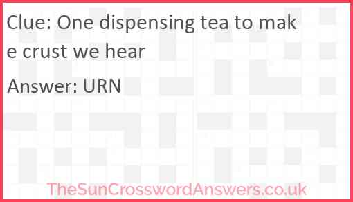 One dispensing tea to make crust we hear Answer