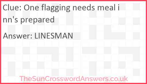 One flagging needs meal inn's prepared Answer
