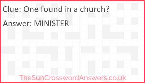 One found in a church? Answer