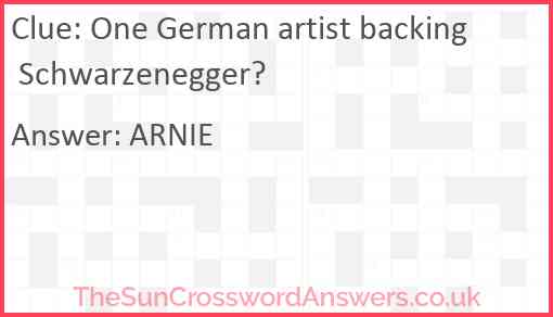 One German artist backing Schwarzenegger? Answer