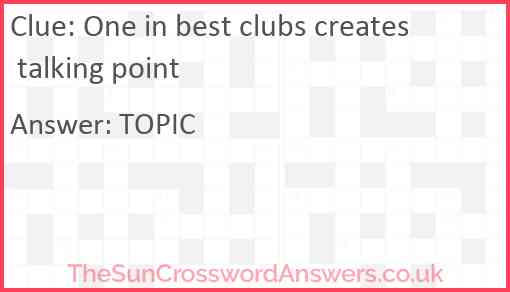 One in best clubs creates talking point Answer
