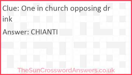 One in church opposing drink Answer