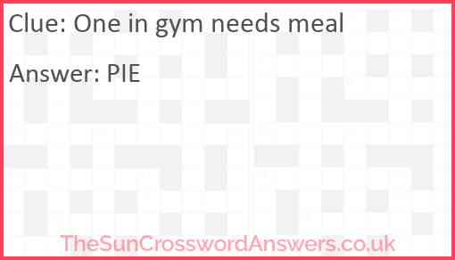 One in gym needs meal Answer
