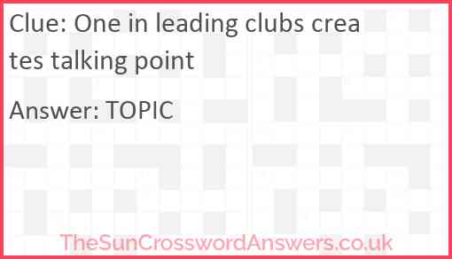 One in leading clubs creates talking point Answer