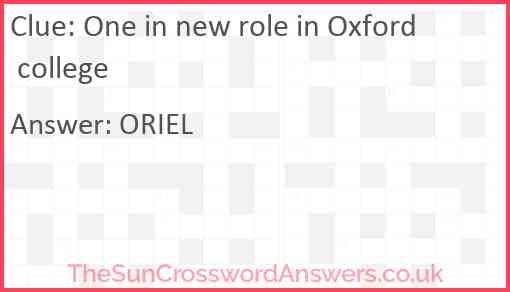 One in new role in Oxford college Answer