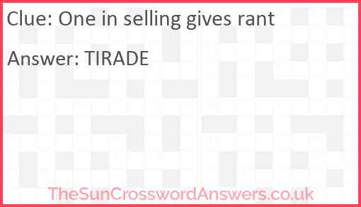 One in selling gives rant Answer