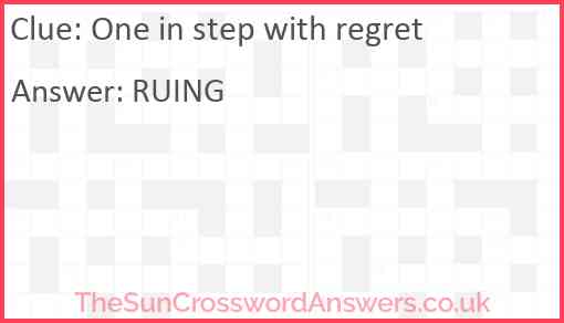 One in step with regret Answer
