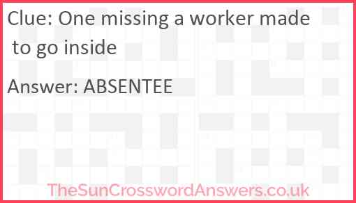One missing a worker made to go inside Answer