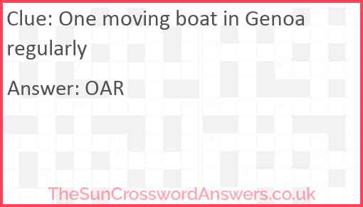 One moving boat in Genoa regularly Answer
