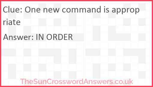 One new command is appropriate Answer