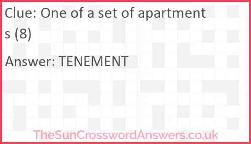 One of a set of apartments (8) Answer