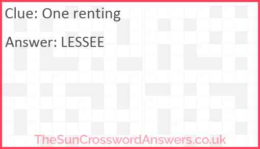 One renting Answer