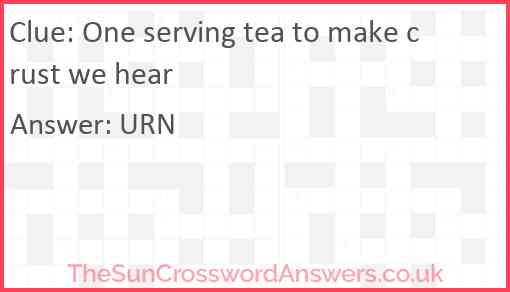 One serving tea to make crust we hear Answer