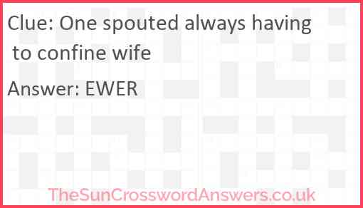 One spouted always having to confine wife Answer