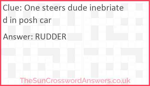 One steers dude inebriated in posh car Answer