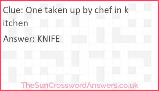 One taken up by chef in kitchen Answer