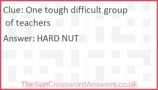 One tough difficult group of teachers Answer