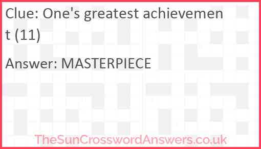 One's greatest achievement (11) Answer