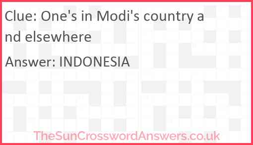 One's in Modi's country and elsewhere Answer