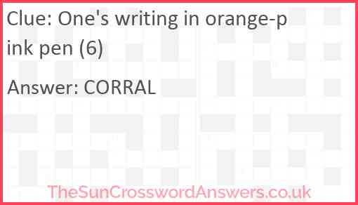One's writing in orange-pink pen (6) Answer