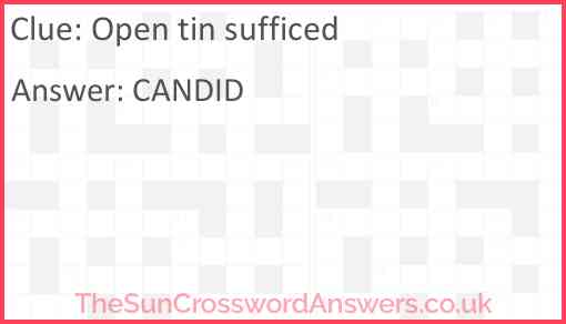 Open tin sufficed Answer