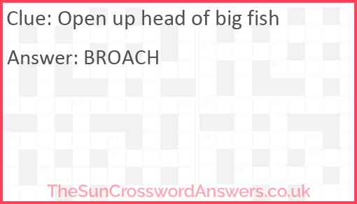 Open up head of big fish Answer