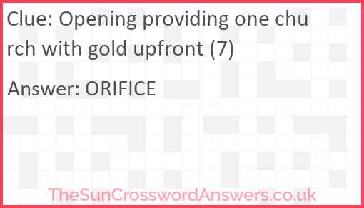Opening providing one church with gold upfront (7) Answer