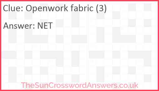 Openwork fabric (3) Answer