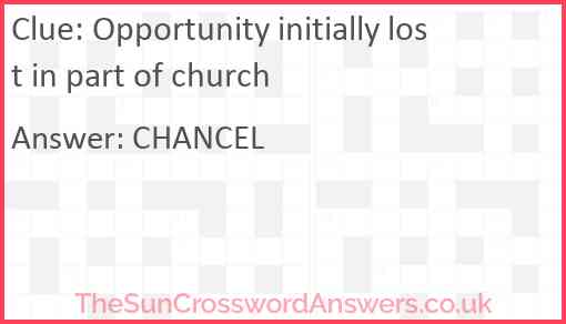 Opportunity initially lost in part of church Answer