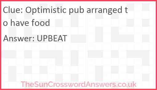 Optimistic pub arranged to have food Answer