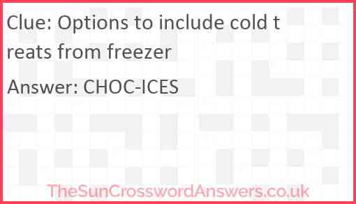 Options to include cold treats from freezer? Answer